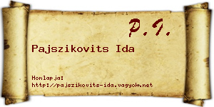 Pajszikovits Ida névjegykártya